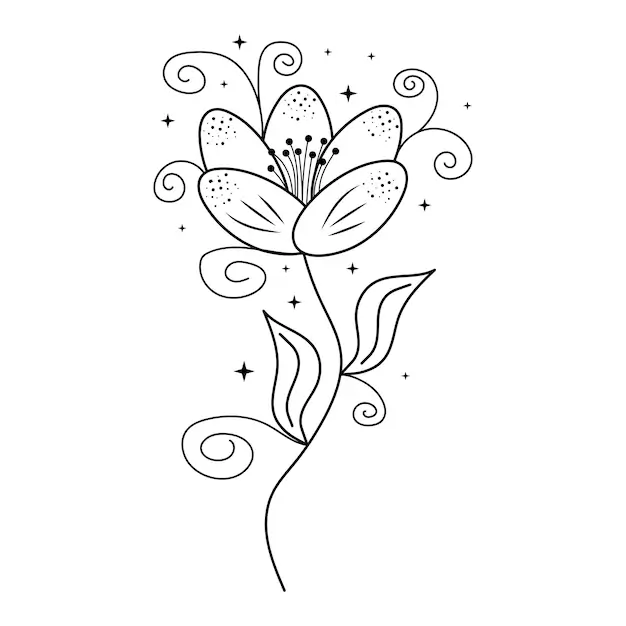 Hand Drawn Magic Flower Drawing Idea For Wall