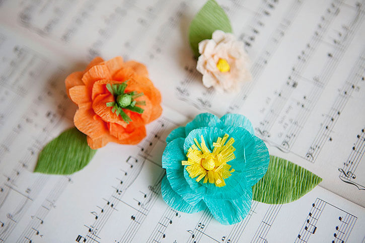 Handmade Crepe Paper Flowers Craft Activity For Kids