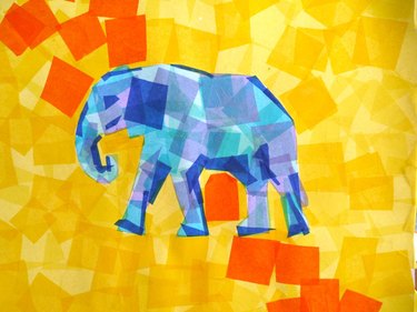 Handmade Elephant Painting Art Idea Using Tissue Paper