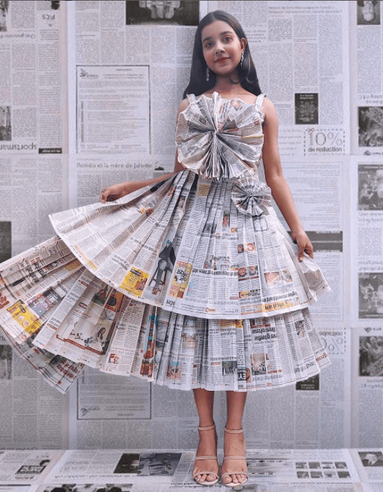 Handmade Flower Dress Design Costume Idea Using Newspaper