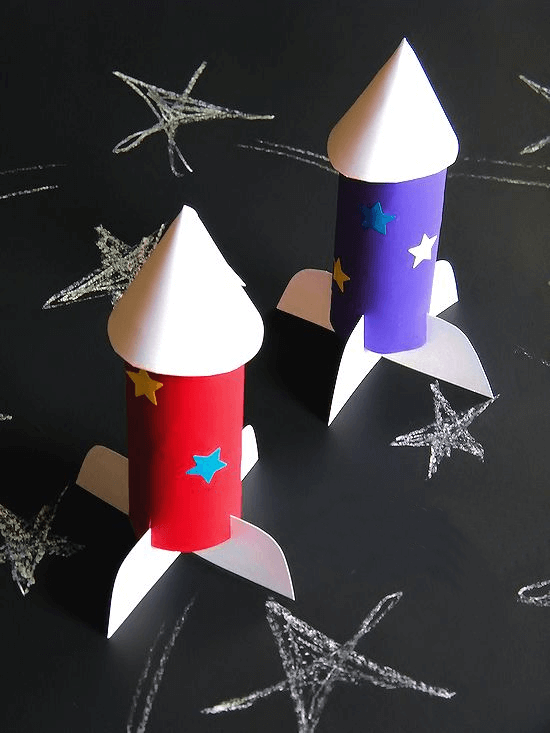Handmade Rocket Ship Space Day Craft Idea With Cardboard Roll
