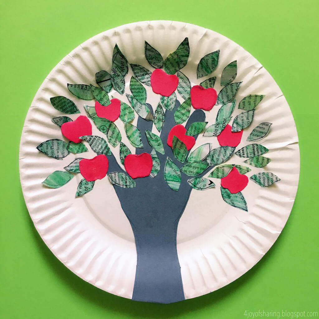 Handprint Apple Tree Craft With Paper Plate