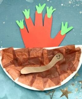 Handprint Carrot Garden Craft Idea Using Paper Plate For Kids