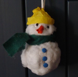 Hanging Snowman Newspaper Craft Ideas With Cotton Wool