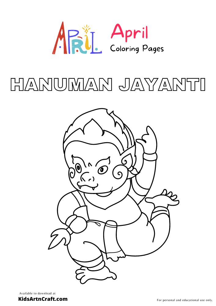 Hanuman Jayanti Coloring Pages For Kids – Free Printables