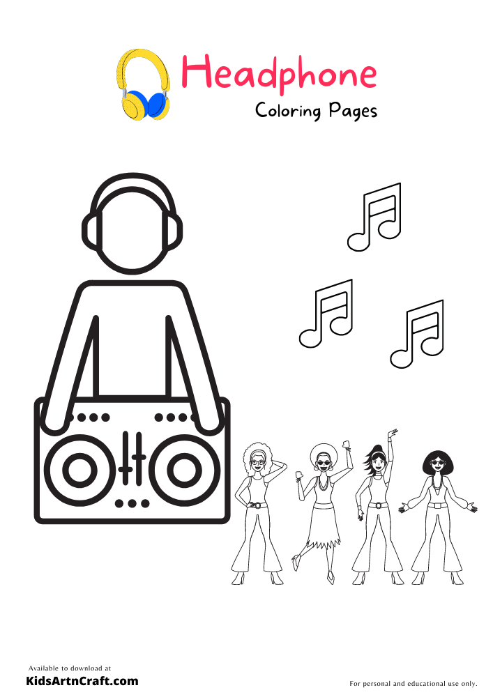 Headphone Coloring Pages For Kids-Free Printable