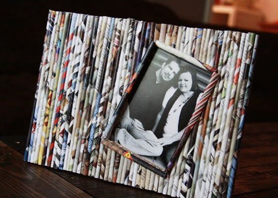 Homemade Photo Frame Newspaper Decoration Craft Idea With Picture