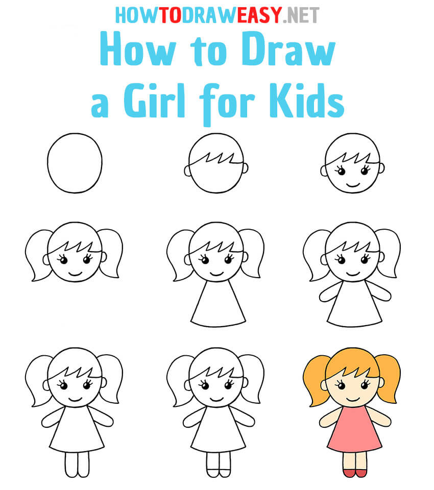 How To Draw A Girl Tutorial Step By Step For Kids