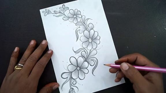 How To Draw Flower Wall Art With Pencil Sketch For Kids