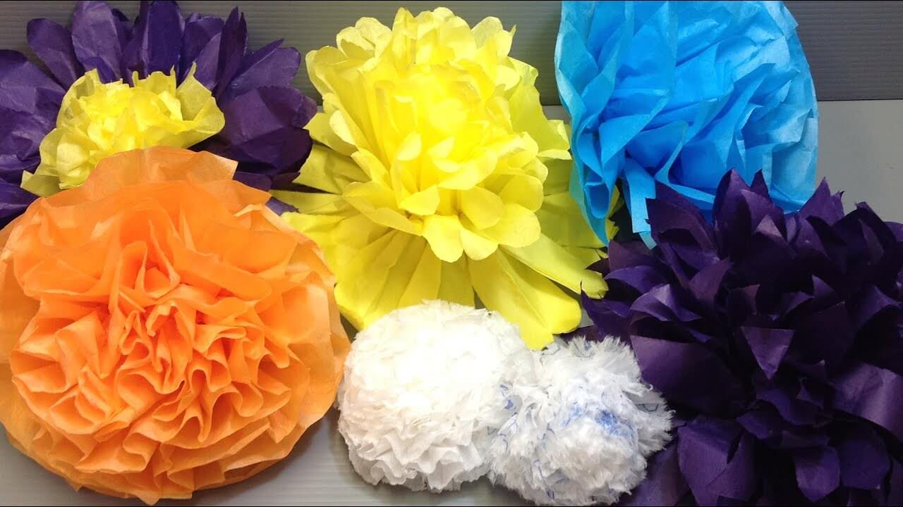 How To Make Giant Flowers Using Tissue Paper Craft Ideas
