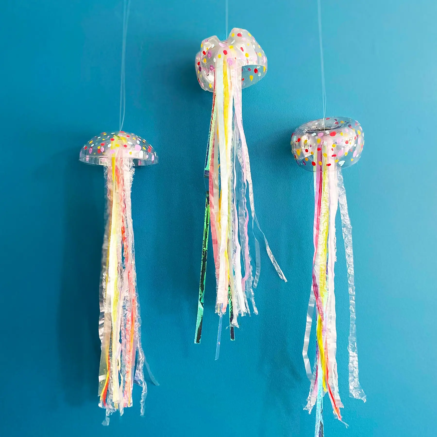 How To Make Jellyfish Mobile Craft Idea Out Of Cut Recycled Plastic Bottle