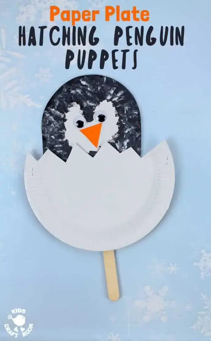 How To Make Paper Plate Penguin Chick Puppet Craft