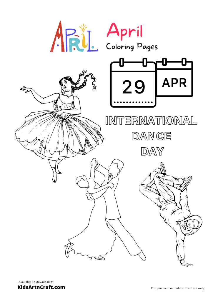 International Dance Day Coloring Pages For Kids - Free Printables