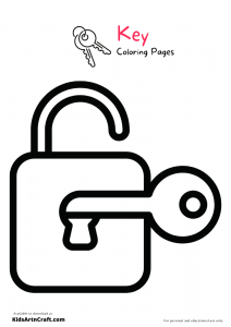 Key Coloring Pages For Kids-Free Printable - Kids Art & Craft