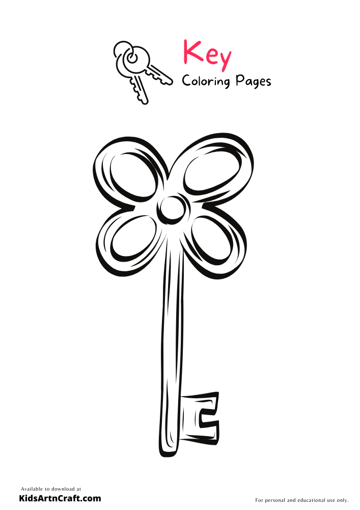 Key Coloring Pages For Kids-Free Printable