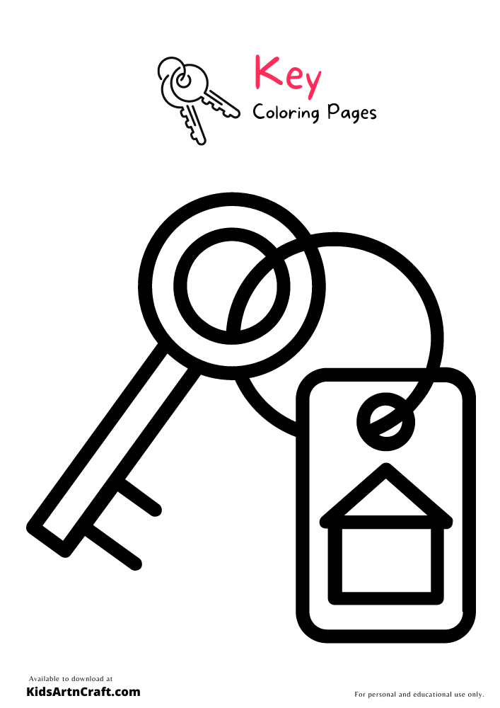 Key Coloring Pages For Kids-Free Printable