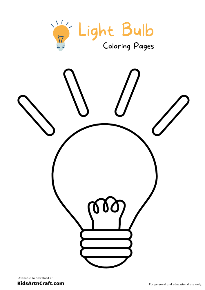 Light Bulb Coloring Pages For Kids-Free Printable