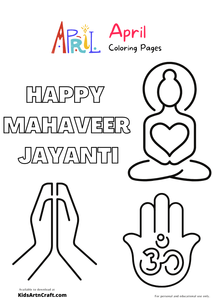 Mahaveer Jayanti Coloring Pages For Kids – Free Printables