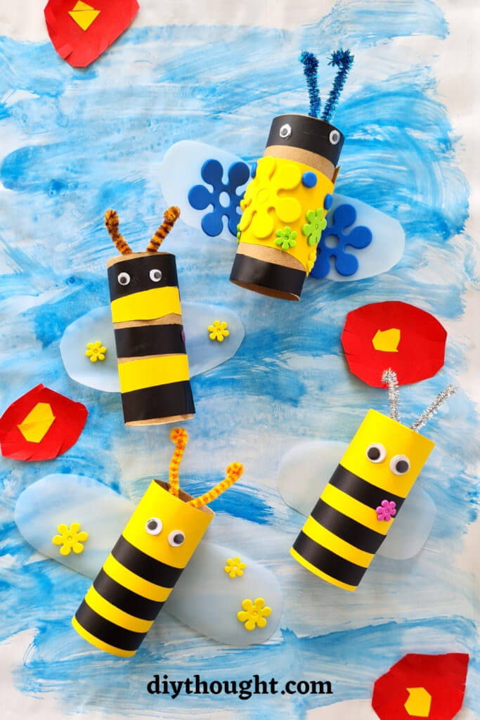 Milk Jug Bee Craft Using Toilet Paper Roll For Kids