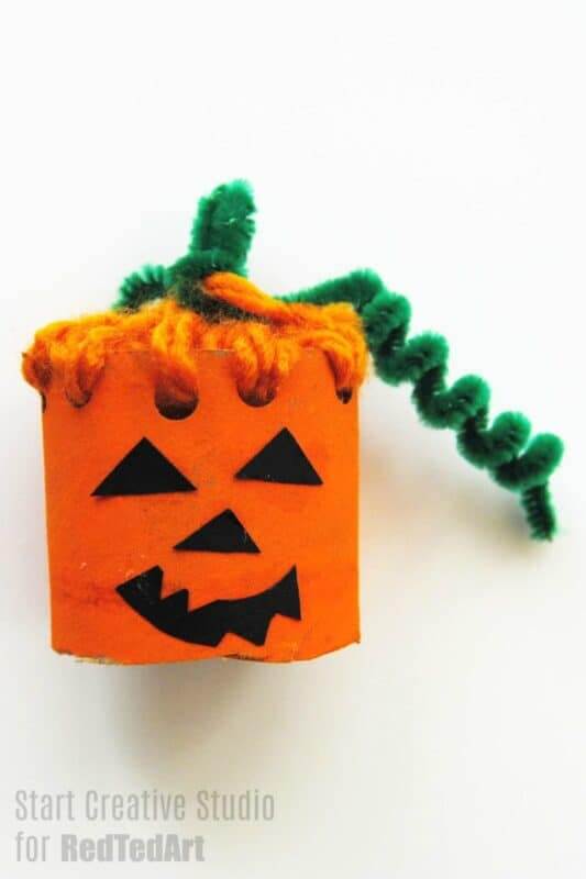 Mini Halloween Pumpkin Craft Using Toilet Paper Roll