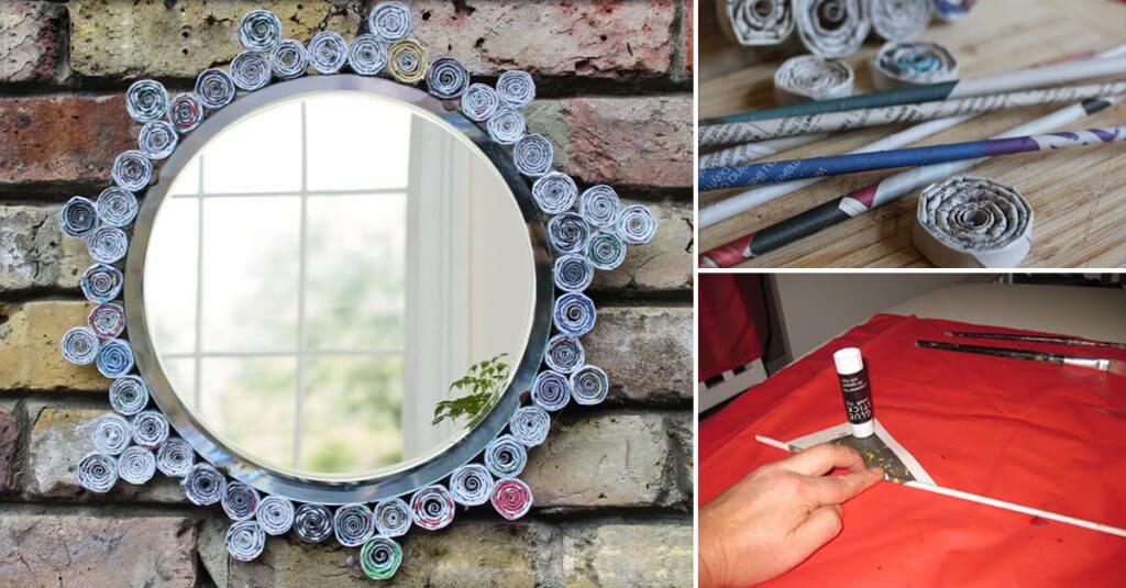 Mirror Frame Decoration Craft With Newspaper For Home