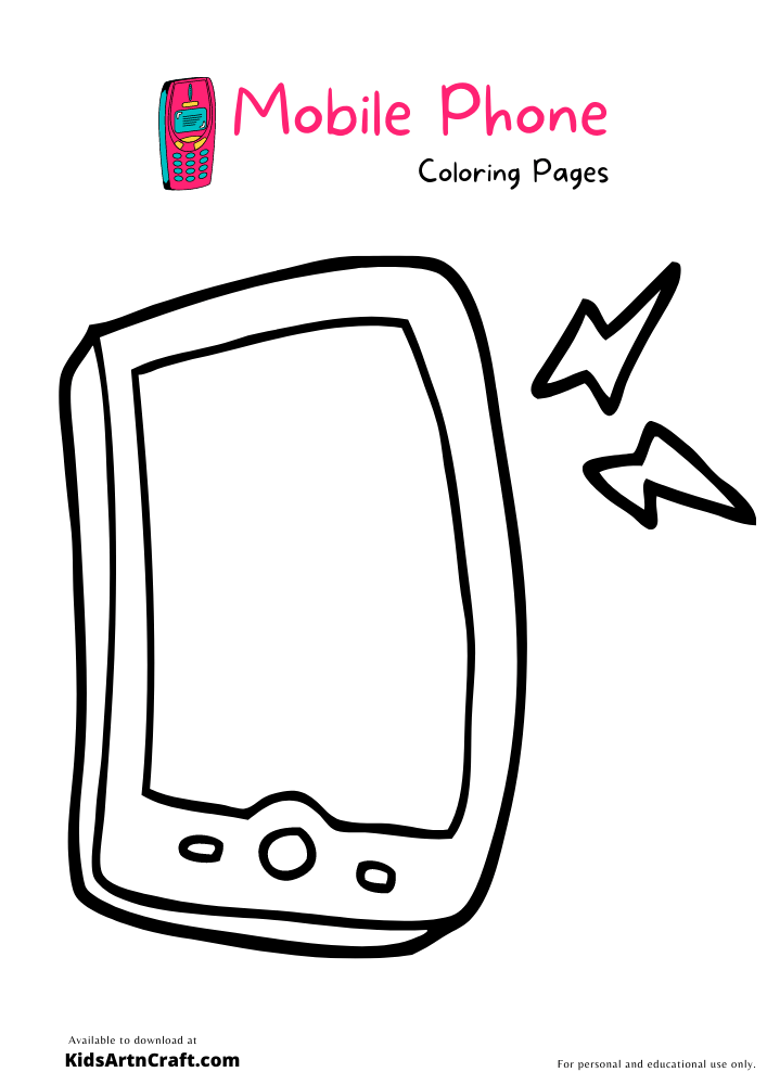 Mobile Phone Coloring Pages For Kids-Free Printable - Kids Art & Craft