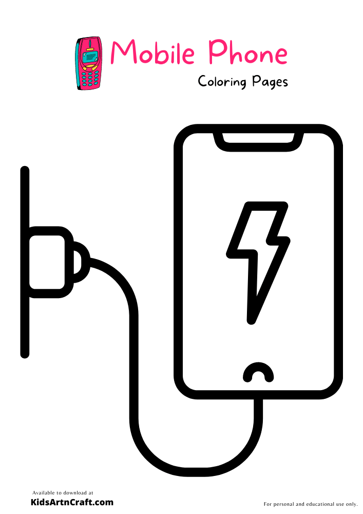 Mobile Phone Coloring Pages For Kids-Free Printable