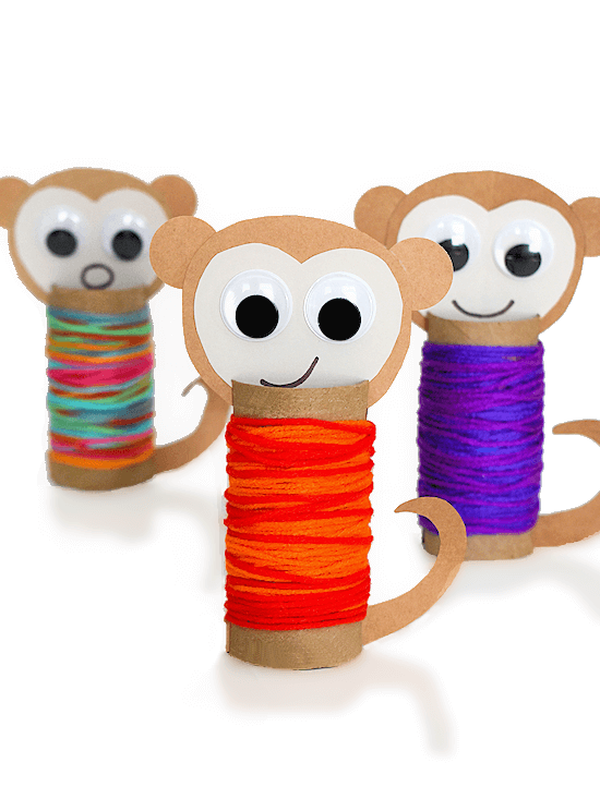 Monkey Cardboard Crafts For Kids Monkey Yarn Wrapped Craft Out Of Cardboard