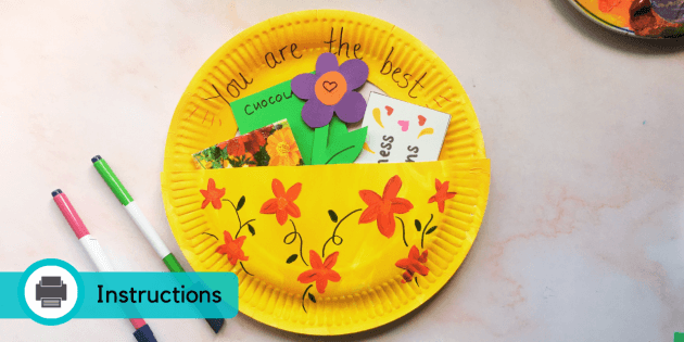 Mother's Day Flower Basket Paper Plate Craft Idea For Kids