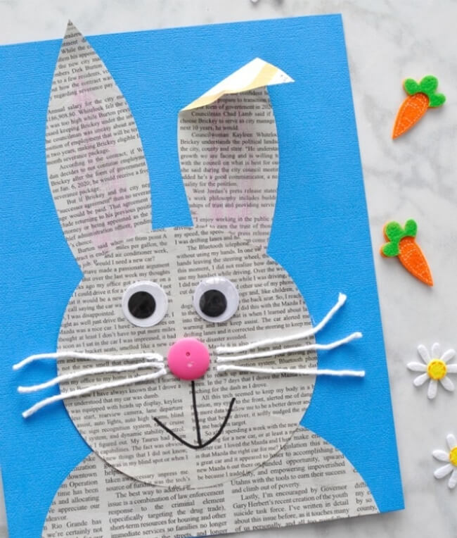 Newspaper Bunny Animal Craft Idea For Kindergartners
