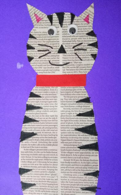Newspaper Animal Cat Craft Idea For Kids