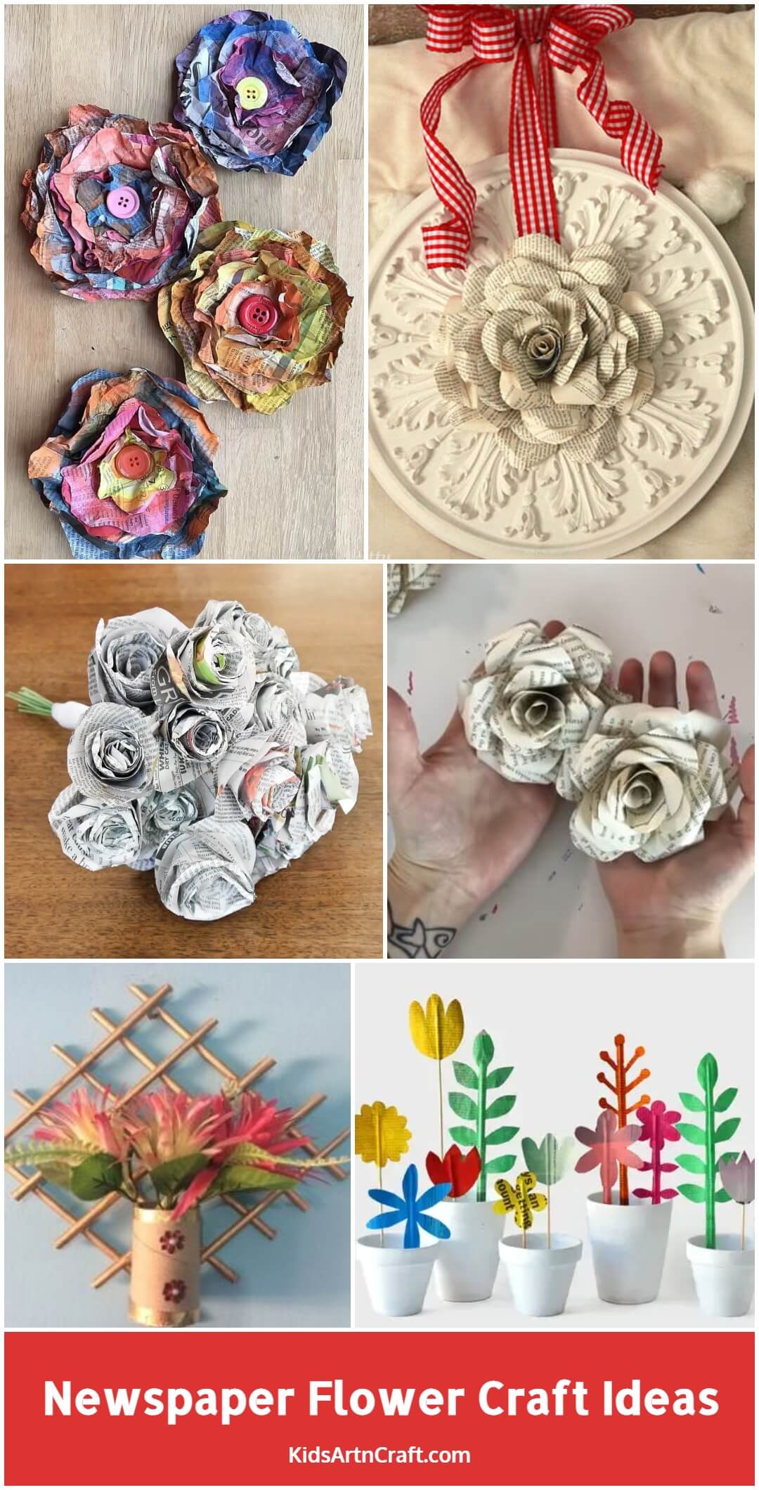 Newspaper Flower Craft Ideas