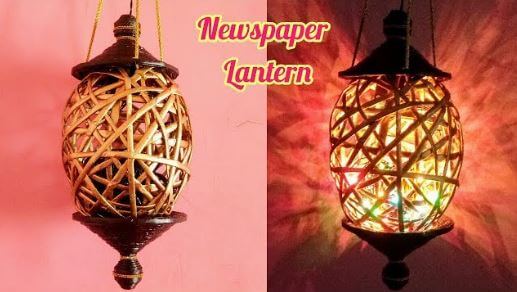 Newspaper Lantern Decoration Craft At Home For Diwali