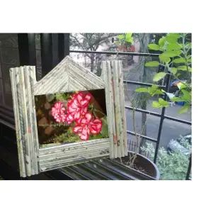 Newspaper Photo Frame Decoration Art & Craft Idea In Hut Shape For Home
