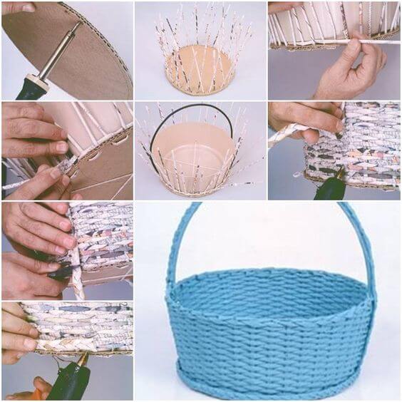 Old Newspaper Basket Craft Idea Step By Step
