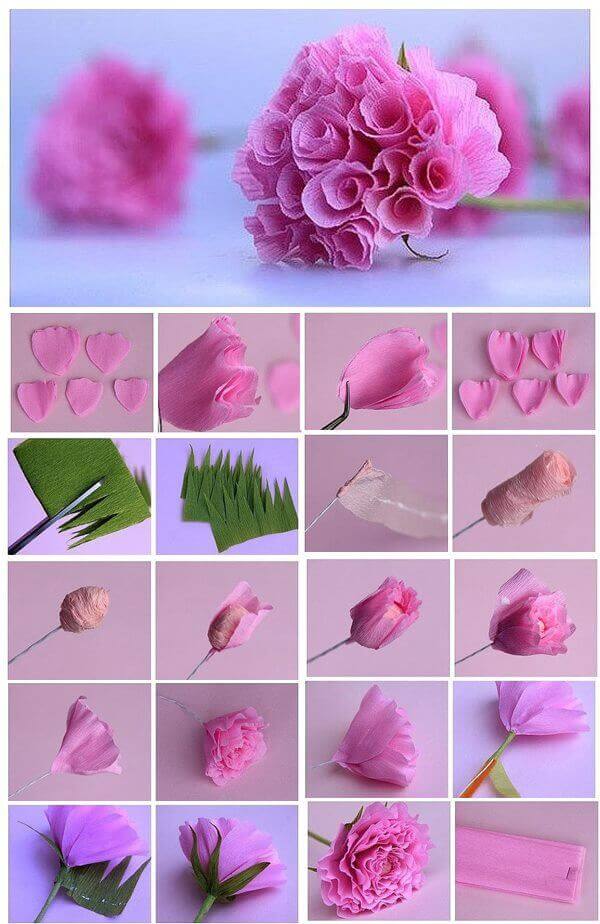 Origami Tissue Paper Flower Craft Idea Step By Step Tissue Paper Origami Flower Ideas