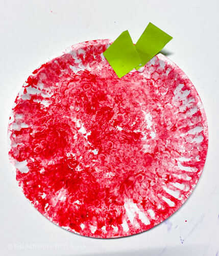 Paper Plate Apple Craft Using Bubble Wrap For Kids