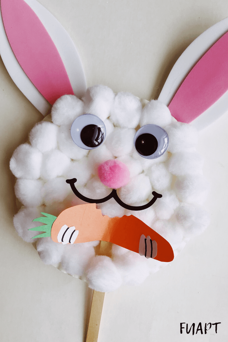 Paper Plate Easter Bunny Craft Using Cotton Balls