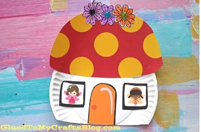 Paper Plate Mushroom Fairy House Craft For Children