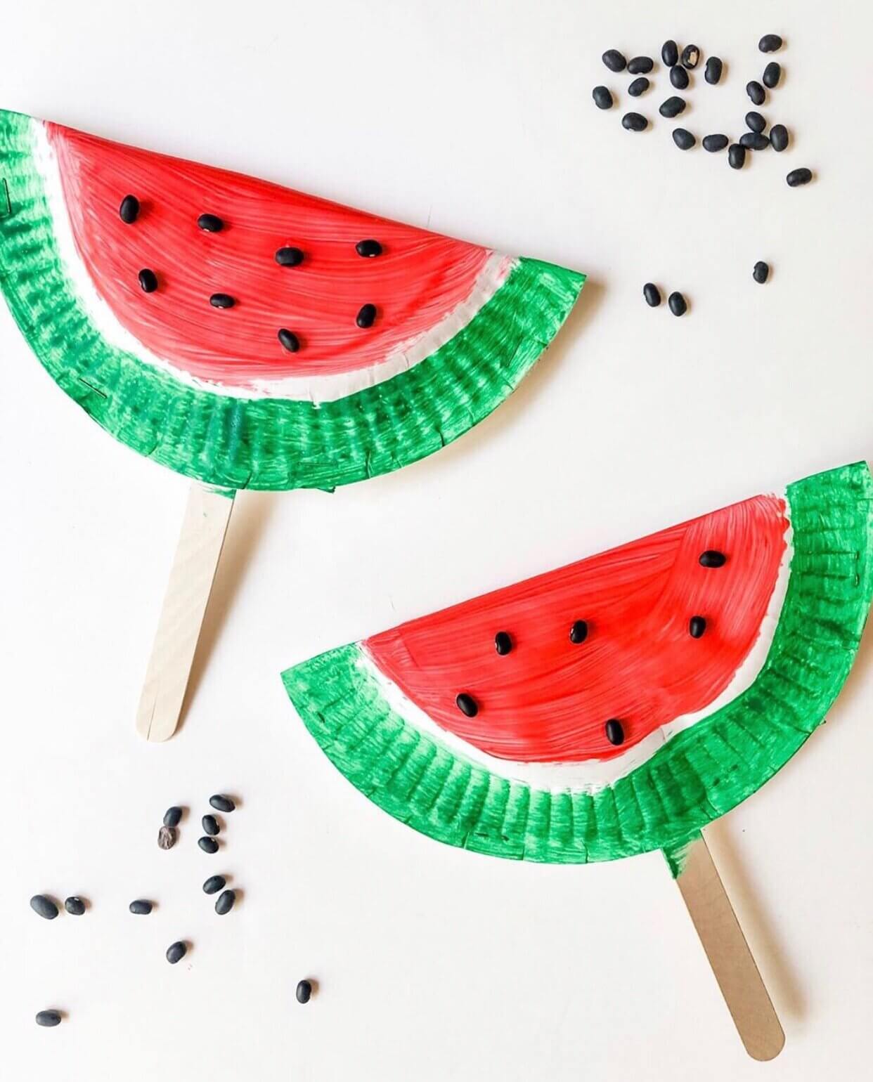 Paper Plate Watermelon Craft With Seed