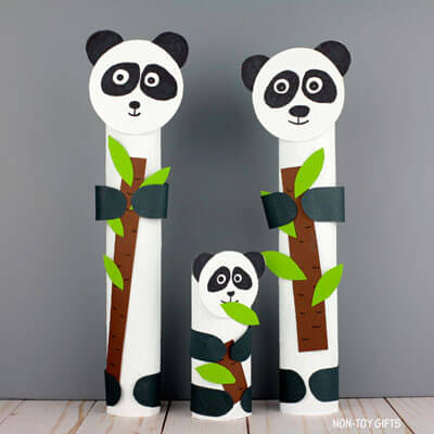 Paper Roll Panda Craft Using Cardboard