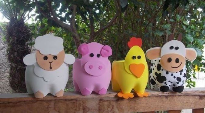 Plastic Bottle Farm Animal Planters Craft