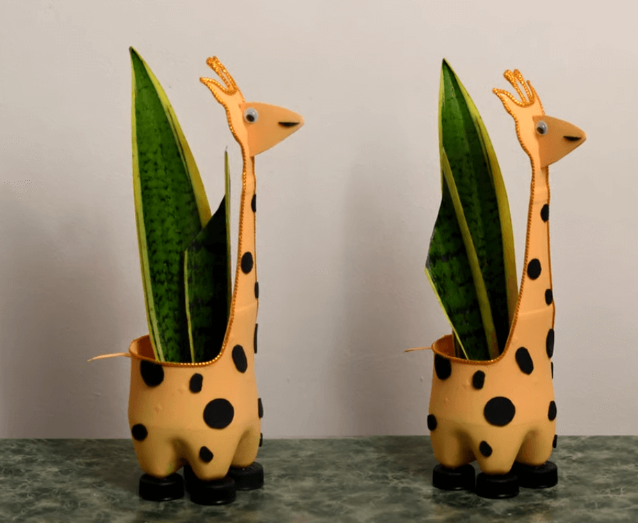 Plastic Bottle Giraffe Planter Craft For 3rd Grade