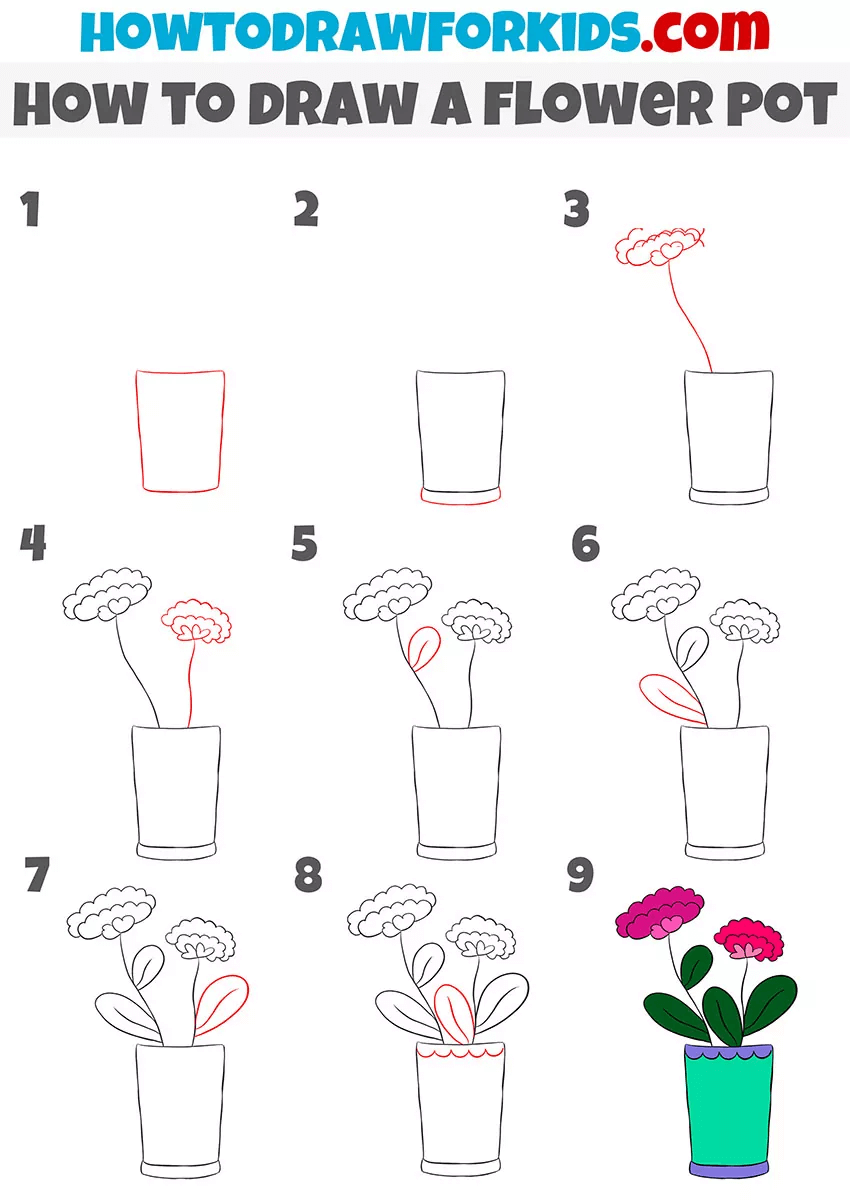 Quick & Easy Flower Pot Drawing Tutorial