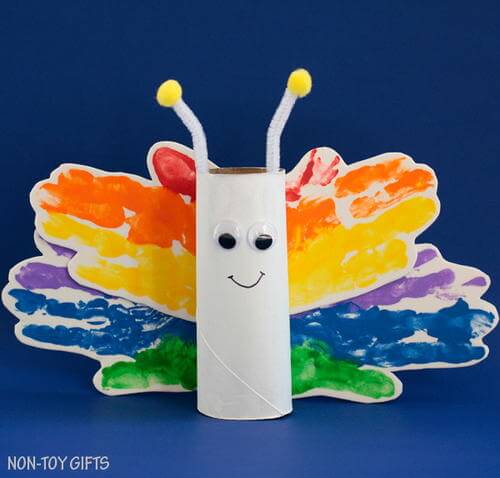 Rainbow Butterfly Craft With Toilet Paper Roll