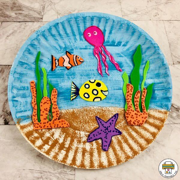 World Ocean Day Rainbow Paper Plate Sea Craft For Kids With Printable Template
