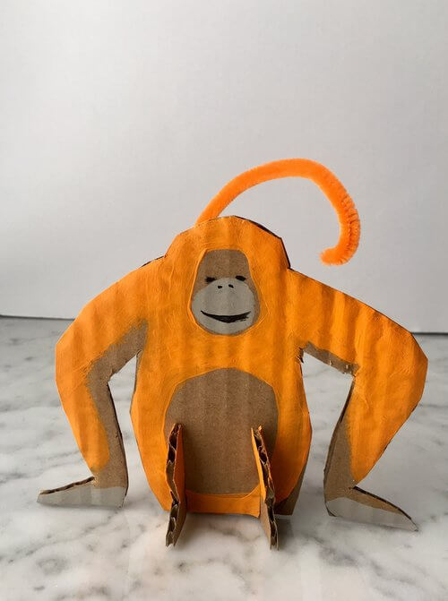 Recycled Cardboard Monkey Craft For Kids