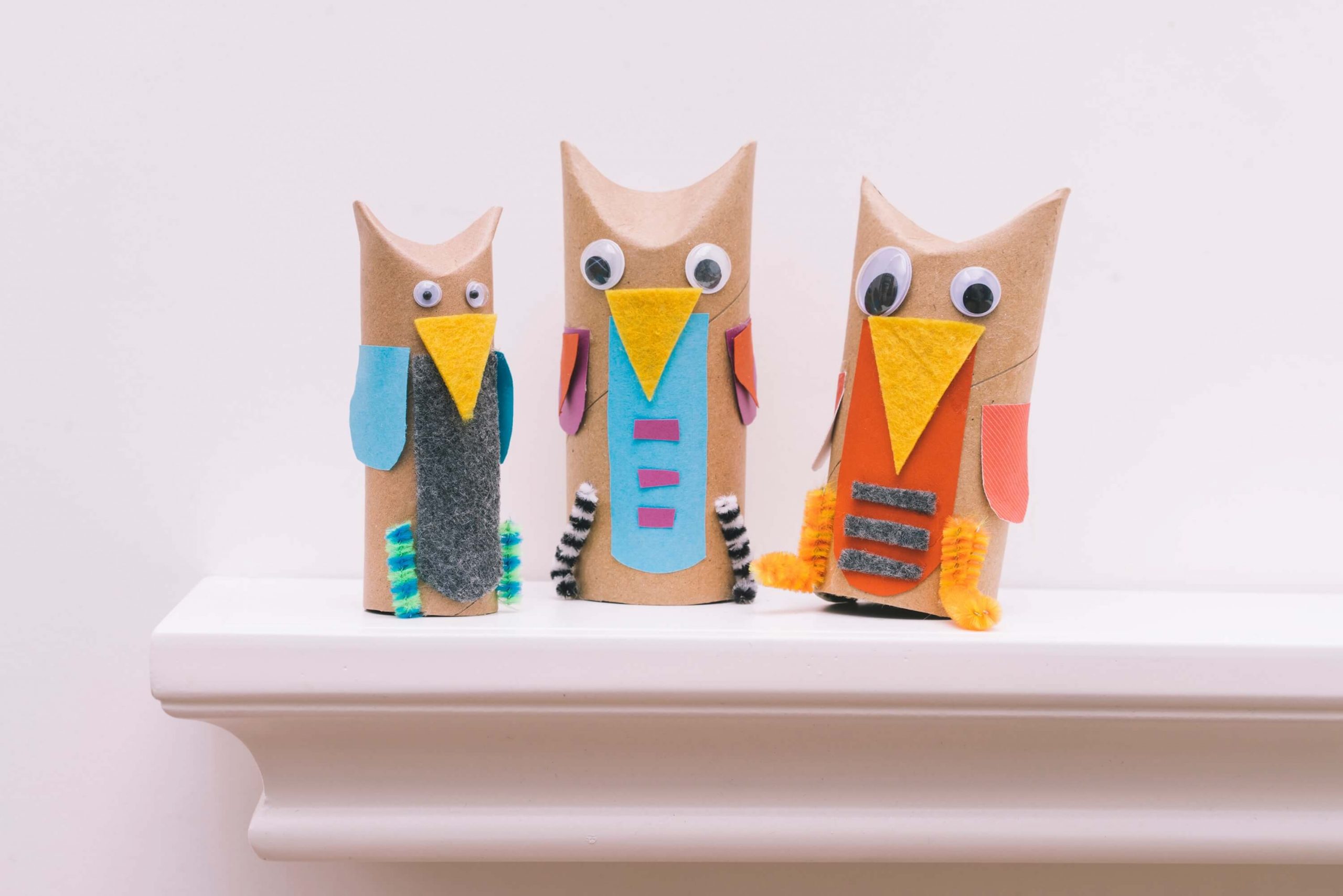 Recycled Material Owl Craft Using Toilet Paper Roll For Kids