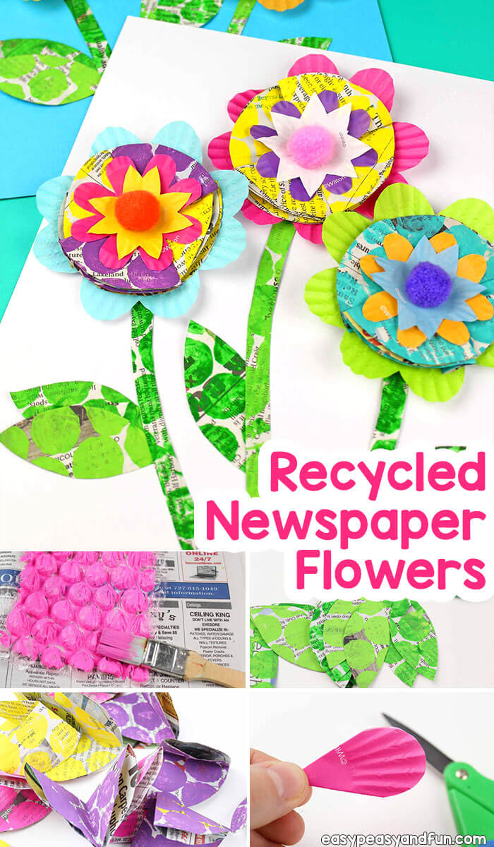 Recycled Newspaper Flower Craft Step By Step