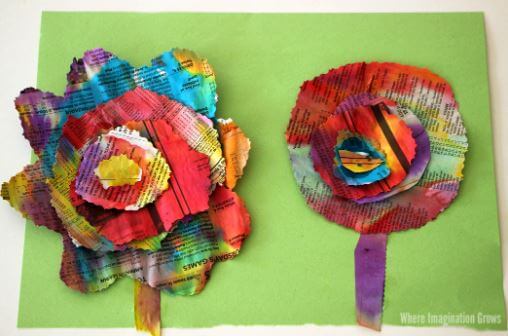 Reuse Newspaper Flower Art & Craft Activity Idea